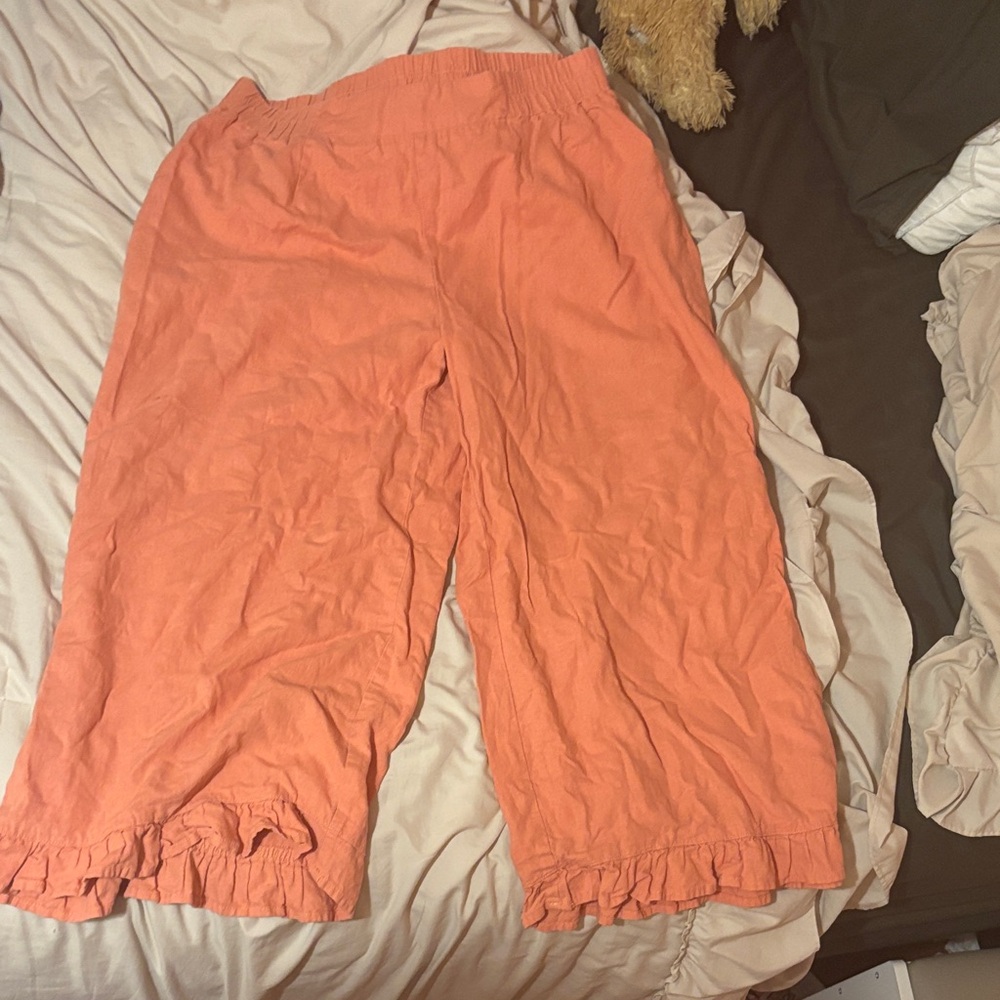 Cato Peach Ruffle Hem Pants